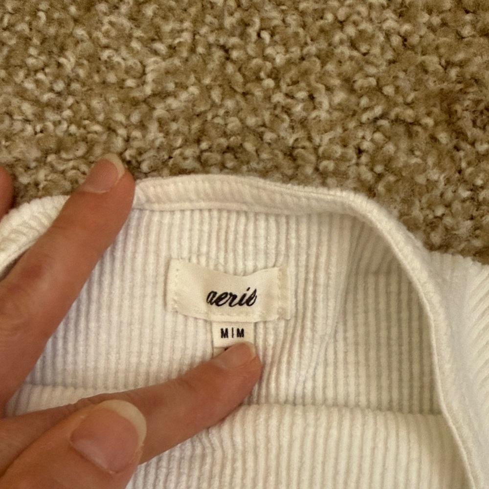 Aerie Women's White backless Ribbed Top - Picture 3 of 3